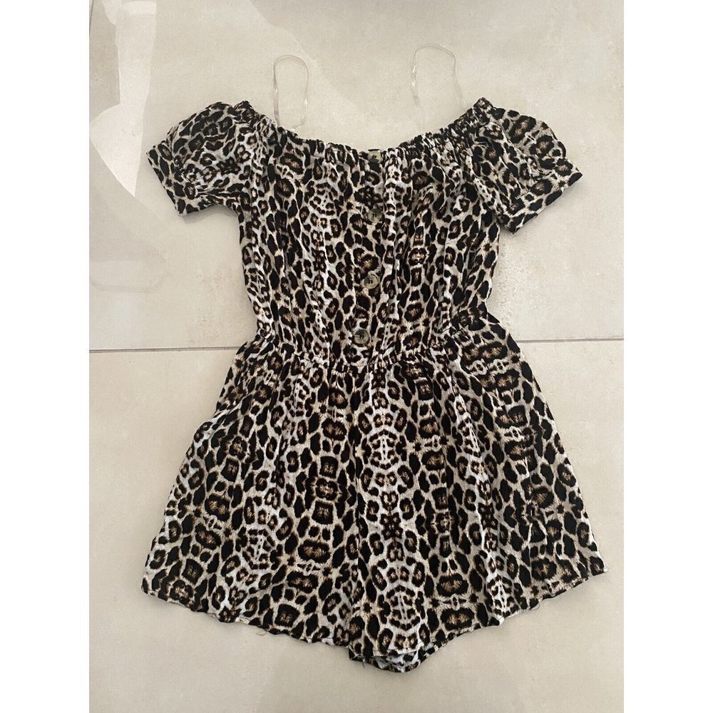 Mint of Blush Leopard Print Short Sleeved Romper Size Small S